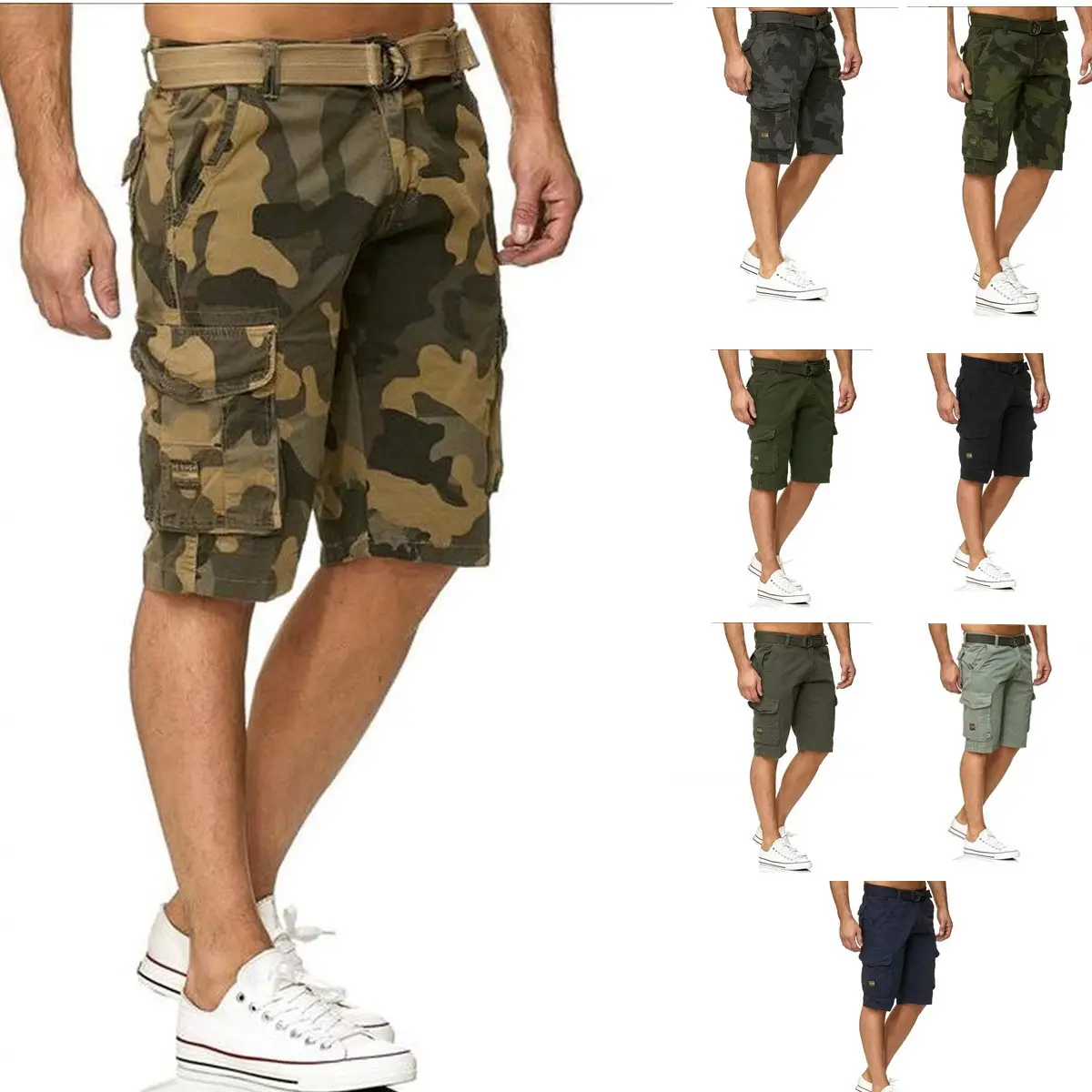 Oem Mannen Camouflage Shorts Toevallige Mannelijke Cargo Shorts Knielengte Heren Korte Broek