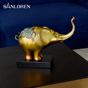 Sanloren ของตกแต่งบ้านหรูหราใหม่ห้องนั่งเล่นสำนักงานโต๊ะตกแต่งบ้านเคลือบสีสันสดใสของขวัญธุรกิจช้างมงคล - Product Image 6