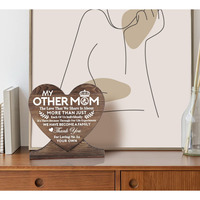 Panneau en bois en forme de coeur d'art populaire écologique décoration de cadeau de fête des mères maman amour ornement de bureau cadeau d'anniversaire pour maman