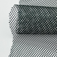 Tissu en maille à trous ronds en polyester rigide vert foncé 75 g/m², léger et résistant pour doublures de chapeaux, sacs et chaussures