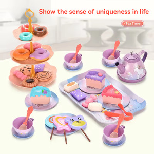 Ensemble de thé de l'après-midi de simulation transfrontalière en plastique, table de desserts pour enfants, cuisine, pause-café, boîte cadeau, jeu de simulation pour filles - Product Image 3