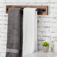Porte-serviettes mural en métal pour salle de bain, barre de support pour serviettes de cuisine, barre à serviettes rustique en bois brûlé pour salle de bain