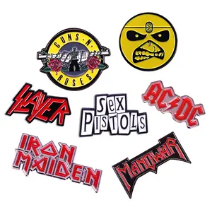 Pin de solapa de metal para música, banda de rock, esmalte suave, personalizado, venta al por mayor