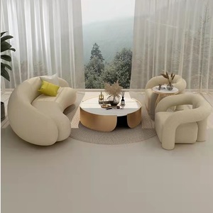 Divano Nordico di Lusso Leggero per Piccole Famiglie, Moderno e Semplice, in Flanella Bianca, per Soggiorno, Salone di Bellezza e Negozio di Abbigliamento - Product Image 5