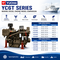 Moteur diesel marin turbo 6 cylindres YUCHAI série YC6T 279-396 kW 380-540 CV 1200-1800 tr/min 16,35 L pour bateaux de pêche, bateaux de travail et remorqueurs