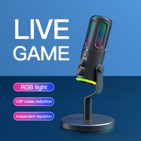 Microfono a Condensatore Elettrico Enping Cardioide da Tavolo con Luce RGB Atmosferica, Cablato per Computer, Giochi, Registrazioni Live, Cavo XLR per Karaoke