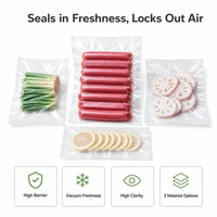 Sacs sous vide gaufrés transparents multi-tailles, résistants à l'humidité, pour l'emballage de saucisses, viandes et fruits - Vente en gros