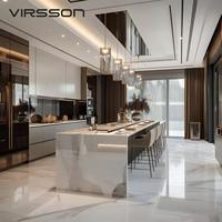 Ensembles de meubles de cuisine contemporains en MDF et PVC, armoires de cuisine laquées avec évier pour appartement
