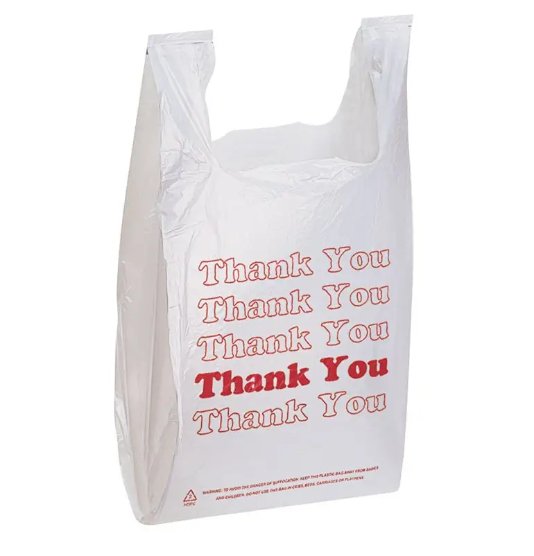 Tas belanja politene belanja pembawa kaus HDPE/LDPE plastik sekali pakai karung ritel bahan makanan Supermarket