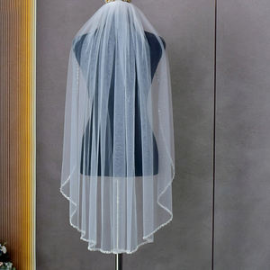 Женская высокопрочная свадебная вуаль, вышитая бисером, свадебная вуаль - Product Image 3