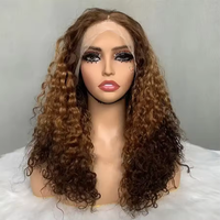 Nouvelle Arrivée Expédition Rapide Perruque Sans Colle en Cheveux Humains Vierges Remy de Luxe, Densité 180%, Couleur à Trois Tons, Dentelle Transparente Frontale