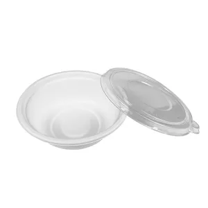 OEM ODM ECO Friendly Biodegradable Bowl 12oz 16oz 32oz 350ml 500ml Disposable Microwavable Sugarcane Bagasse Salad Bowl With Lid