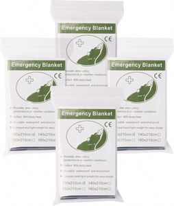 4 Pack Premium Emergency Mylar Thermal Reflective <b>Blanket</b> <b>for</b> <b>Camping</b> Hiking Survival First Aid & Marathons-Outdoor Use - Product Image 2