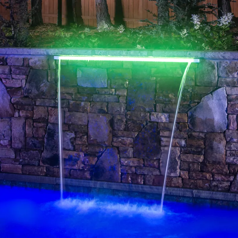Cascada de agua acrílica al aire libre, piscina, Spa, fuente de cascada