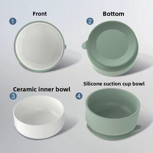 Nuevo comedor <span class=keywords><strong>de</strong></span> cerámica para niños Nuevo diseño Shinny Glory High End Kids Food Dinner Cuenco formal Cuenco <span class=keywords><strong>de</strong></span> porcelana para bebés con succión <span class=keywords><strong>de</strong></span> silicona - Product Image 5