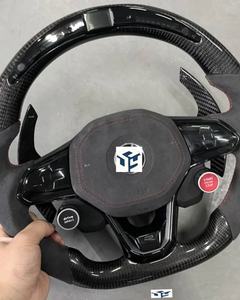 Volant sans garniture centrale, semi-cuir, carbone, LED pour Volkswagen VW <span class=keywords><strong>Golf</strong></span> R 6 7 MK6 MK7 MK7.5 GTI Jetta Passat CC - Product Image 5