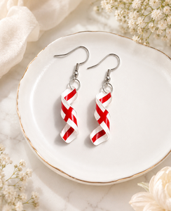 Boucles d'oreilles pendantes patriotiques en acrylique avec drapeau national personnalisé, boucles d'oreilles patriotiques en spirale torsadée pour femmes, bijoux en gros OEM ODM - Product Image 4