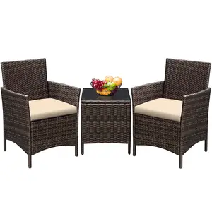 North américa melhor vendedor resfriamento rattan drenante conjunto cadeira de mesa exterior miami móveis rattan