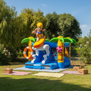 Château gonflable <span class=keywords><strong>de</strong></span> surf en bord <span class=keywords><strong>de</strong></span> mer avec toboggan, château gonflable d'extérieur et d'intérieur, combo château gonflable pour enfants, toboggan <span class=keywords><strong>de</strong></span> saut - Product Image 1