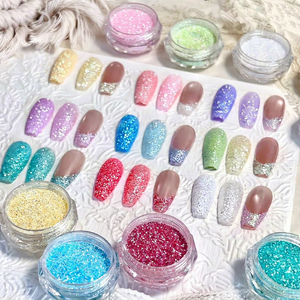 Paillettes pour ongles LIBO Candy, 9 couleurs, poudre scintillante, poudre de sucre brisée à bulles - Product Image 1