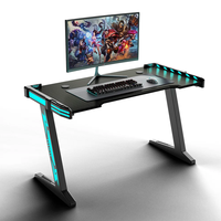 Escritorio Gamer Metálico Wquantum Moderno con LED RGB y Altura Ajustable para Oficina, Escritorio Rojo para PC de Hogar