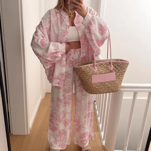 <span class=keywords><strong>Pigiama</strong></span> da <span class=keywords><strong>Donna</strong></span> in <span class=keywords><strong>Cotone</strong></span> Stampato Traspirante con Cardigan e Bottoni, Abbigliamento da Notte Femminile Disponibile - Product Image 1