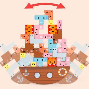 Natural Educational Animal Learning Balancing <b>Building</b> <b>Blocks</b> Game Toddler Puzzle Wooden Stacking Toys - Product Image 4