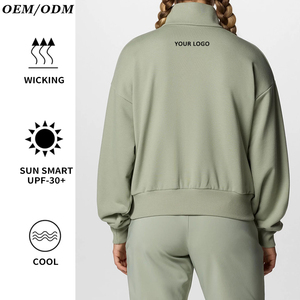 Custom 1/4 Half Zip Sweater <strong>Women</strong> Jumper High Quality Fleece Oversized Sport Quarter <strong>Zipper</strong> Pullover Sweatshirt <strong>Women</strong> <strong>Hoodies</strong> - Product Image 2