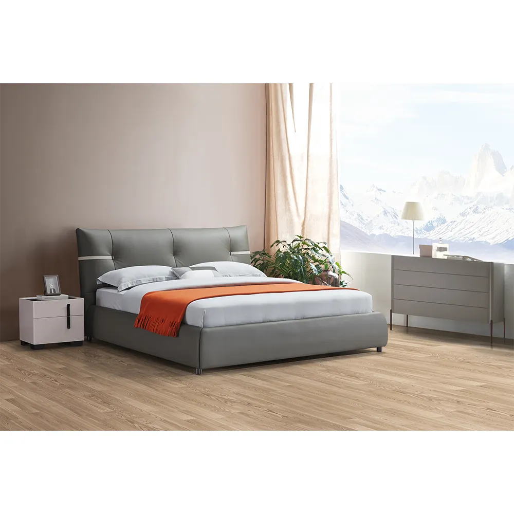 Cabecero cama de muebles para el hogar de cuero importado para dormitorio de lujo moderno italiano
