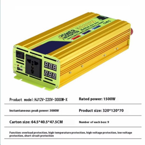 3000W Single Phase Mobile Power Supply Off-Grid 95% Efficiency 50/60Hz Correction Wave Feature Compressor Home Motor HJ12V-220V- - Product Image 2