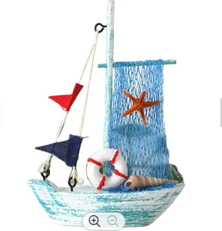 Mini bateau à voile mignon modèle nautique décor de maison en tissu modèle de voilier drapeau ornement de Table artisanat en bois