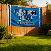 Bendera Stadion Poliester Dua Sisi dengan Garis Vertikal di Tepi, Latar Belakang Biru Muda, Cetak Kustom dalam Jumlah Besar
