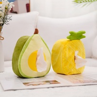 Creatieve fruit knuffels tissuebox hoesje schattige zachte pluche speelgoedjes ananas watermeloen avocado knuffels voor auto huis cadeau