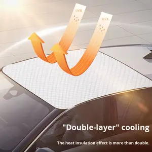 Pare-soleil de <span class=keywords><strong>toit</strong></span> <span class=keywords><strong>ouvrant</strong></span> de voiture, pare-brise anti-neige, verre occultant, feuille d'aluminium à motif quadrillé, sandwich anti-gel/gelée, épaissi - Product Image 2