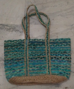 10F Jute Recycled Fabric Eco-friendly Handmade Braided Storage Baskets Natural Color Folded <b>Polybag</b> 100pcs Haryana - Product Image 2