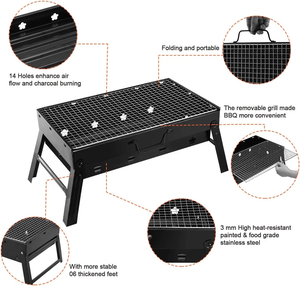 Charcoal Barbecue <strong>Grill</strong> Folding Portable Lightweight Smoker <strong>Grill</strong> Small Desk Tabletop Outdoor <strong>Grill</strong> for Camping - Product Image 5