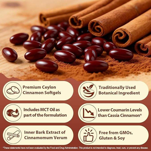 300 cápsulas blandas de canela de Ceilán orgánica con aceite MCT, alta biodisponibilidad, orgánico, vegano, sin gluten, suplemento dietético antioxidante - Product Image 4