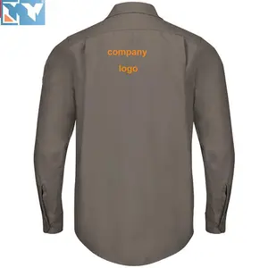 綿ワークシャツ通気性長袖溶接建設ワークシャツ卸売