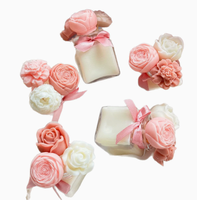 Bestverkochte roze roos pioenroos geurkaars in glazen pot met strik, bruiloft/bruidsdouche aandenken & Valentijnsdag cadeau