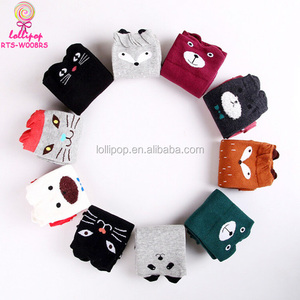 Ensemble de 10 paires de chaussettes chaudes en coton pour filles, chaussons à motif de <span class=keywords><strong>renard</strong></span>, ours et chat de dessin animé, chaussettes montantes au dessus du mollet, pour enfants de 3 à 12 ans - Product Image 1