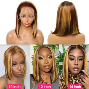 Faits saillants <span class=keywords><strong>Dégradé</strong></span> P4/27 Couleur 13X4 13X6 HD Lace Front Perruque Vietnamien BOB Glueless Perruques <span class=keywords><strong>Cheveux</strong></span> Humains Femmes Perruques Vendeurs Chinois - Product Image 4