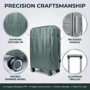 Ensemble de 3 valises de voyage à roulettes en PP avec logo personnalisé, poignée large, unisexe - Product Image 2