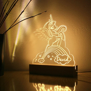 <b>Mini</b> Acrylic <b>LED</b> Modern Beech Wood Base Rectangle Solid Stand USB Powered Warm White RGB <b>Lights</b> Living Room Lighting Accessories - Product Image 5