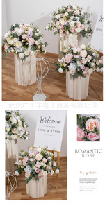 FB002 Vente en gros d'usine Boule de fleurs bleues en tissu avec feuilles vertes pour centres de table de mariage et décorations de mariage - Product Image 3