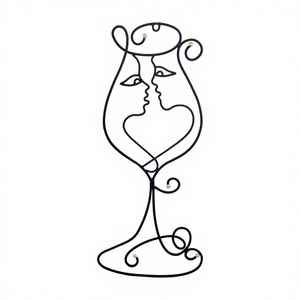 Arte de Pared Colgante Minimalista Moderno de Hierro Forjado Artesanal con Perfiles Entrelazados Románticos en Forma de Copa para Regalo de Inauguración de Casa - Product Image 1
