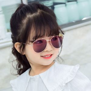 Logo Custom 2025 Fashion Cute Metal Bow Oversized Kids Sunglasses UV400 Big <b>Frame</b> Pilot Sunglasses for Girls - Product Image 2