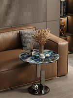Table console moderne en marbre de style italien avec étagère amovible, plateau en pierre naturelle de haute qualité, meubles de salon de luxe