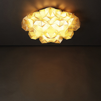 Lampu Gantung LED Nordic Modern Geometris Origami Cloud, Tinggi Dapat Disesuaikan, Warna-warni, Emas/Putih, CRI Tinggi 95, Garansi 2 Tahun