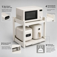 Organisateur de cuisine pratique : Étagère coulissante pour micro-ondes, support de rangement pour appareils de comptoir (cuiseur à riz, four, friteuse à air)