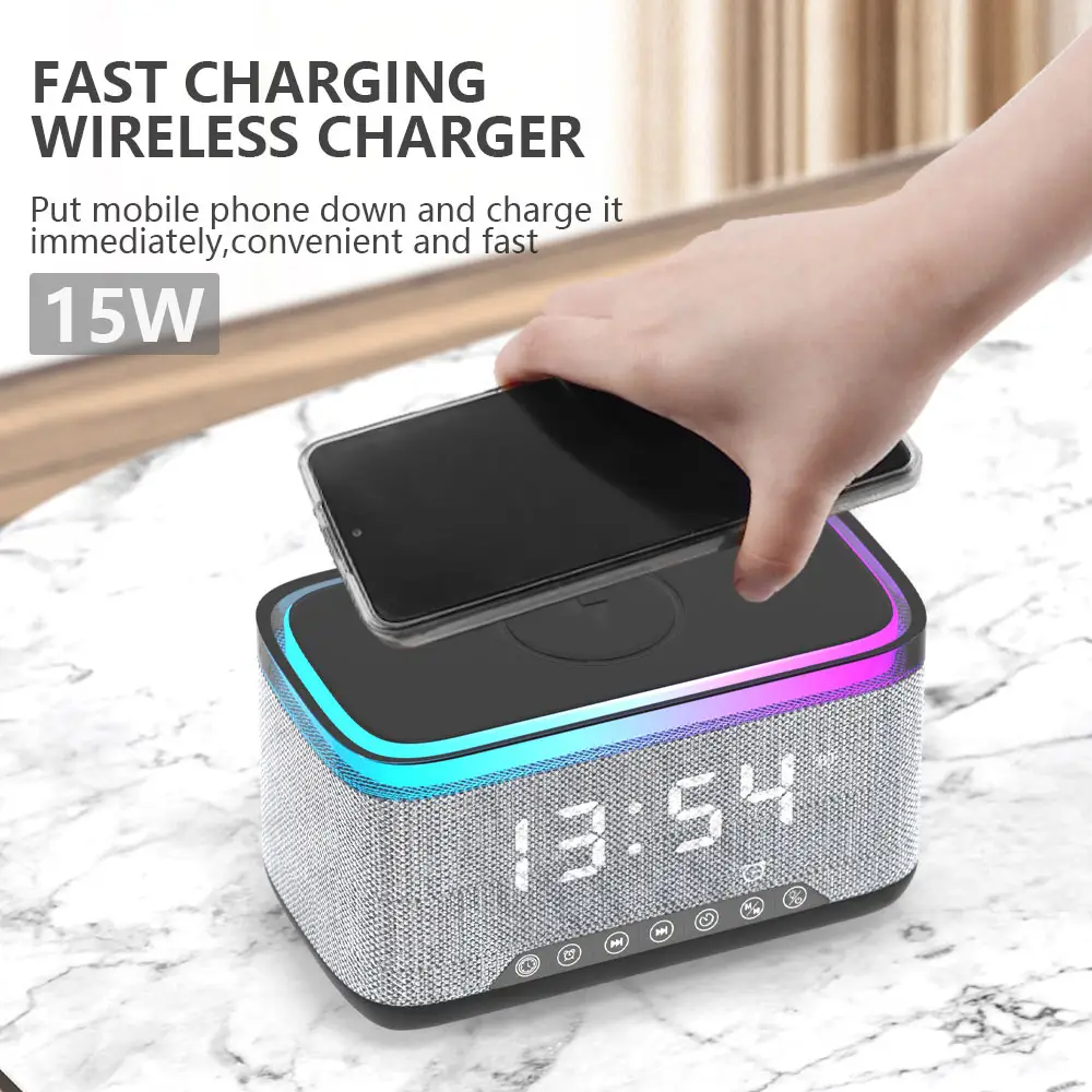 New Products 10W Speaker Power Colorful LED Light Multifunction Portable Wireless Charger Bluetooth Speakers 2024
